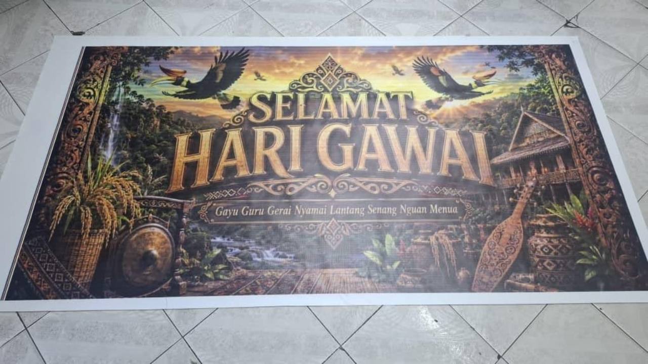 Printed Hari Gawai banner completed by BannerKita